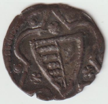 Small-Coin-With-A-Saint,-A-Shield-And-A-