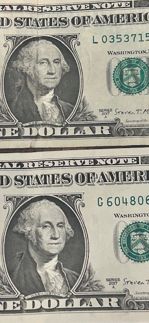 Series-2017-A-1$-Billl-With-Apparent-Wet-Ink-Transfer-Of-Reverse-On-The-Front