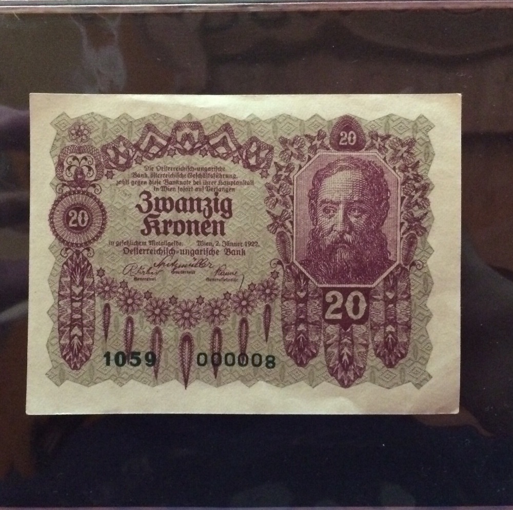 1922-Osterreich-Zwanzig-Kronen---Very-Low-Serial