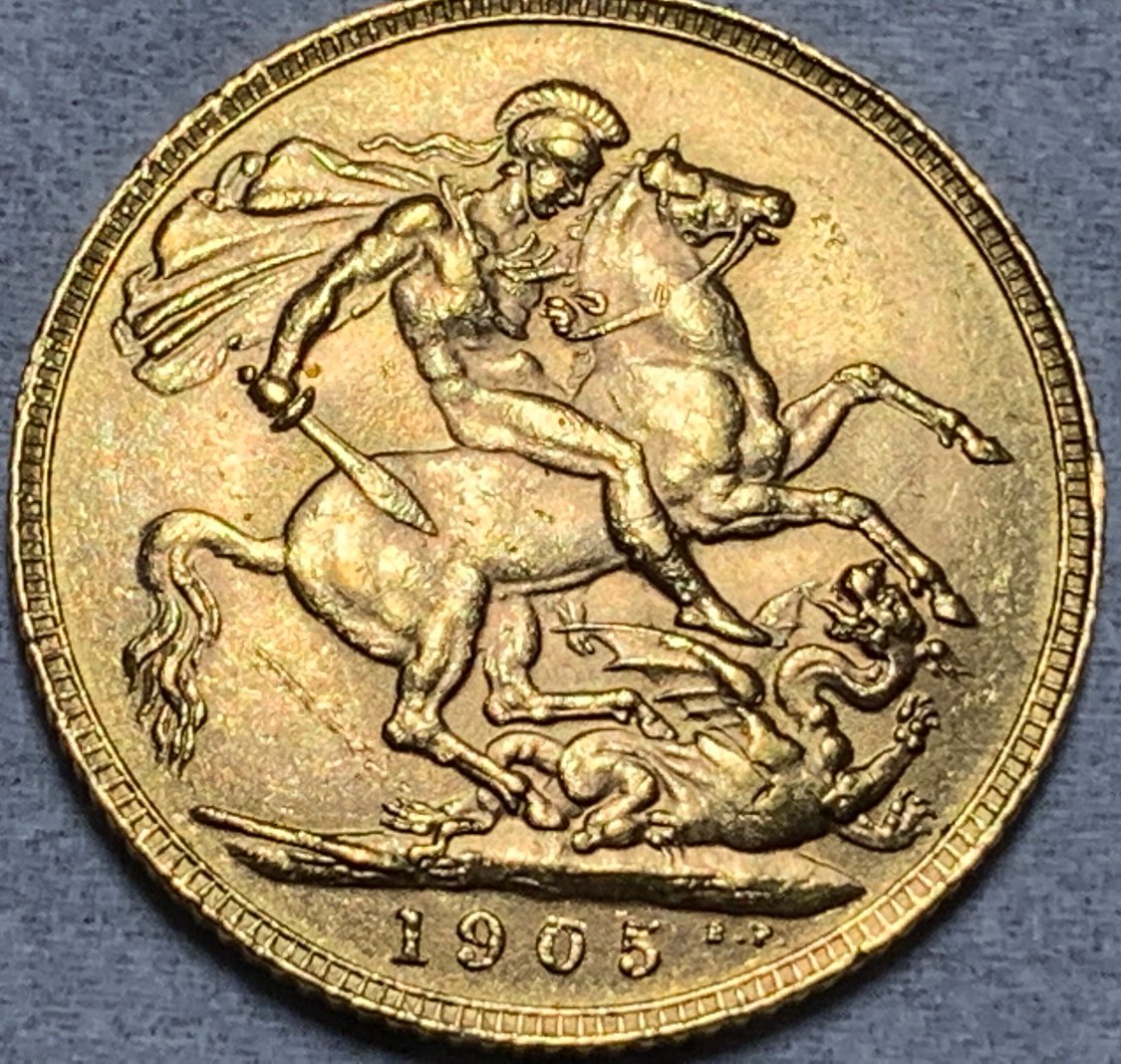 1905-Great-Britain-Gold-Sovereign-Edward-VII-#805