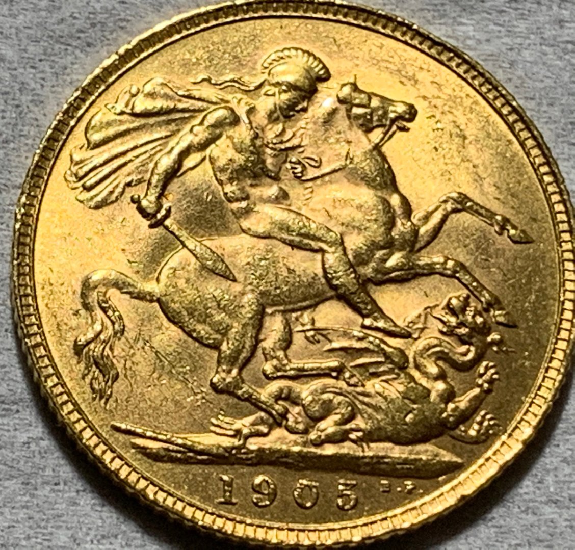 1905-Great-Britain-Gold-Sovereign-Edward-VII-#805