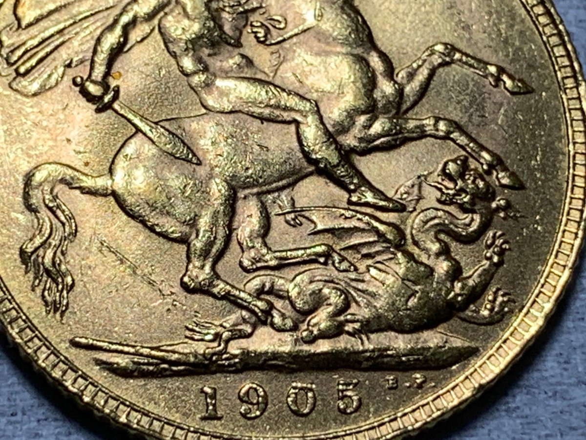 1905-Great-Britain-Gold-Sovereign-Edward-VII-#805