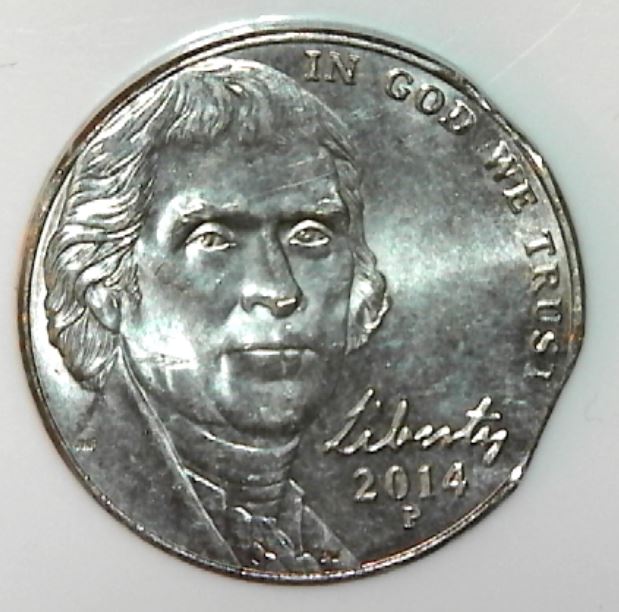 2014-P-Jefferson-Incomplete-Planchet-/-Double-Clip-From-Bank-Roll?