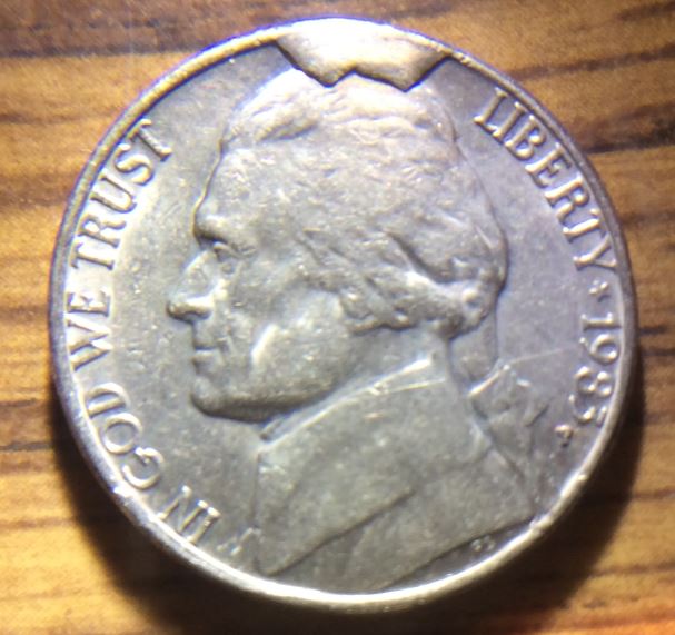 1983-P-Jefferson-Nickel-Cud---Found-In-Bank-Roll