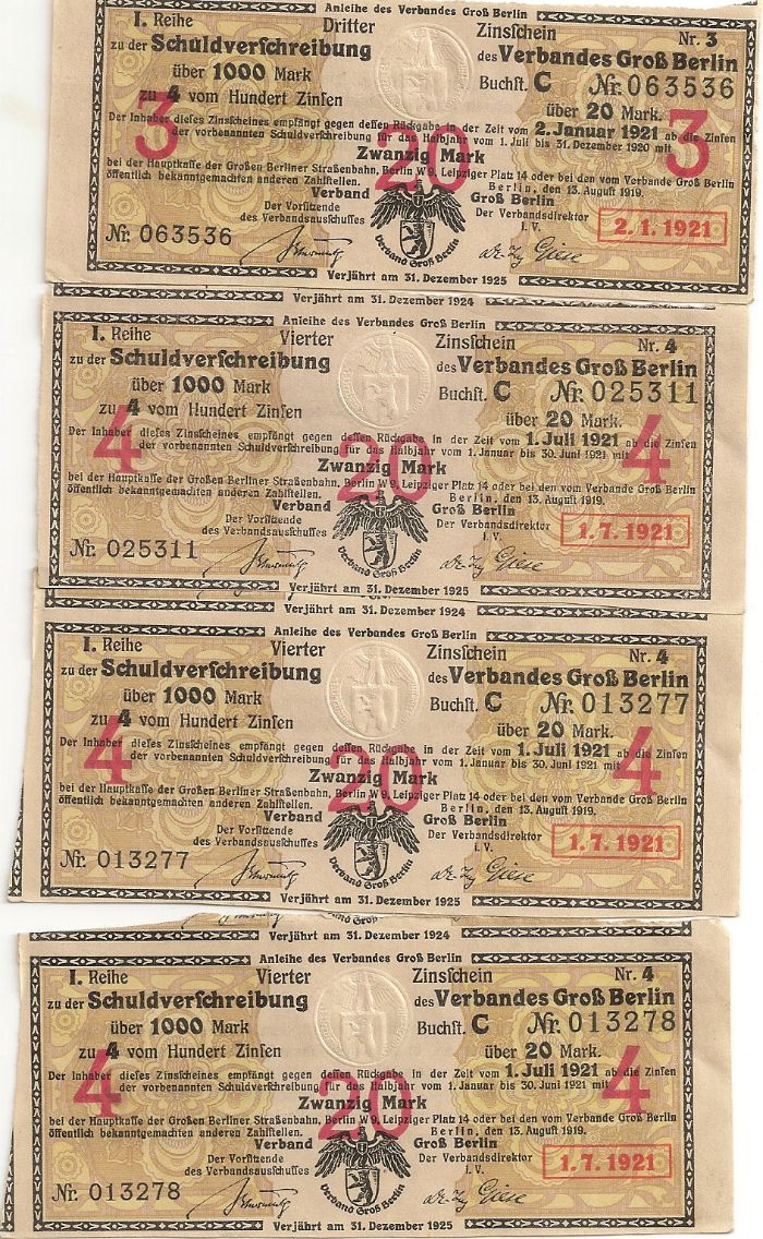 Weimar-Germany:--Berlin-Loan-Coupons