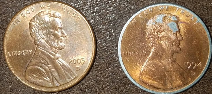 1994-D-Penny-With-Silve-Edge.-Please-Help.