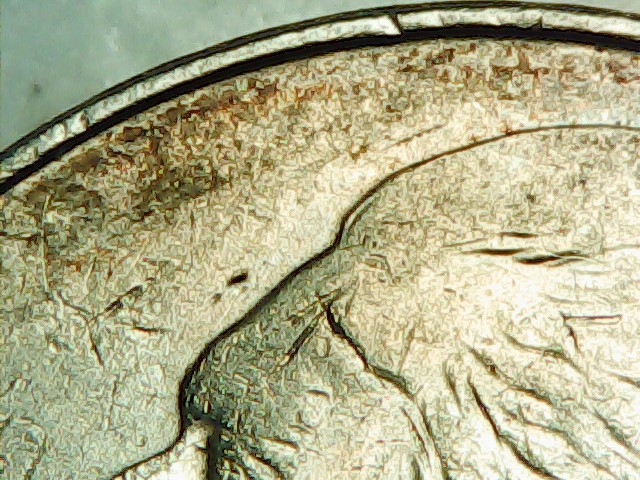 2004-P-Nickel-Stuck-Through-Grease?-Almost-All-Front-Lettering-Missing