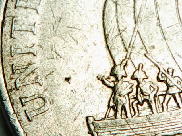 2004-P-Nickel-Stuck-Through-Grease?-Almost-All-Front-Lettering-Missing