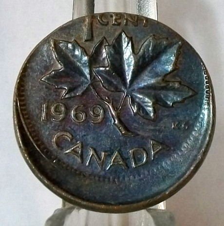 1969-Triple-Struck-Off-Center-Penny-With-Amazing-Colors