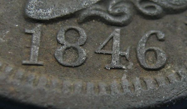 1846-Large-Cent--Tall-Date-Line-Through-1-N.13?-23?-25?-26?