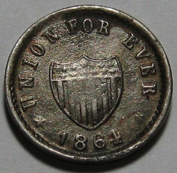 1864-Civil-War-Token-Struck-On-Tin-Or-Aluminum-Planchet