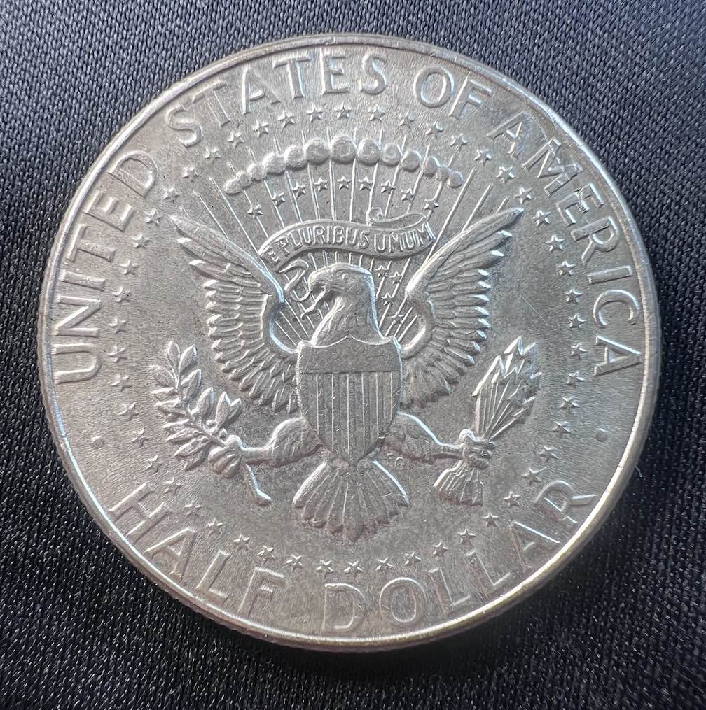 1964-Kennedy-Half-Dollar---Possible-Sruck-Through-Rim/Reverse-Error