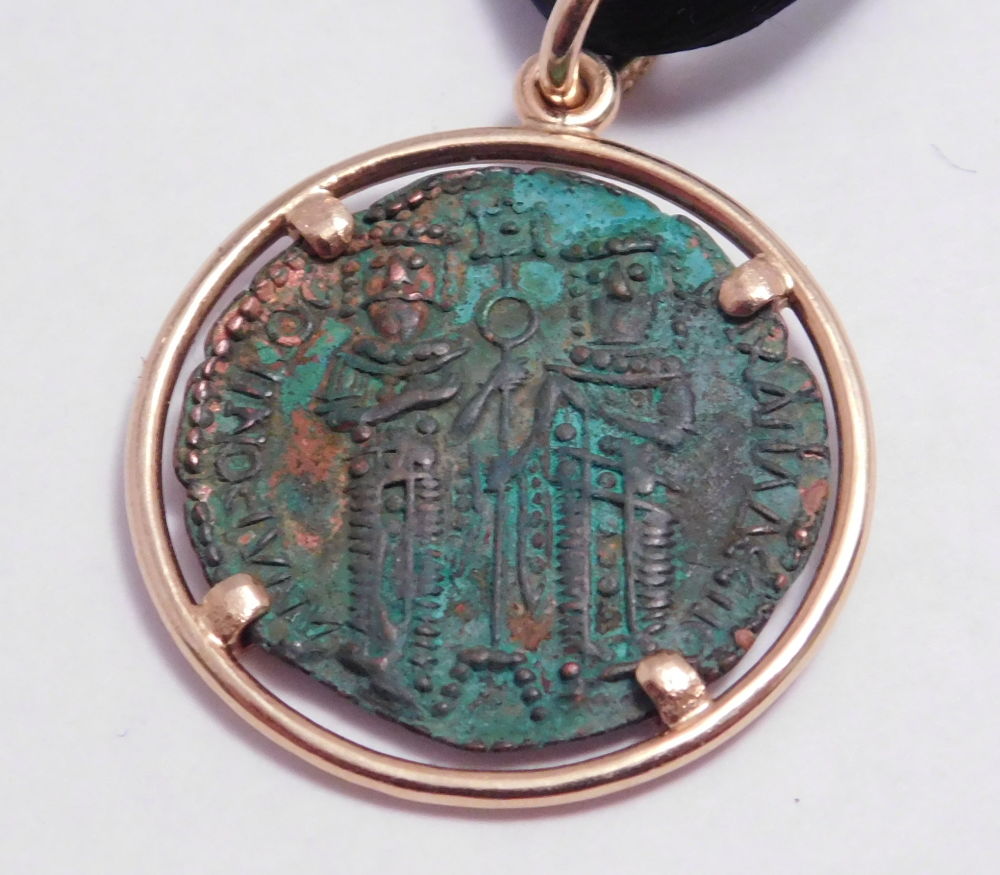 Ancient-Coin-Cross-And-Two-Soldiers-Standing-Either-Side-Of-A-Standard