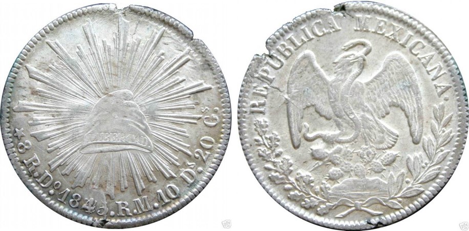 8-Reales-Republic-Mexico--Durango--Do-1845-Rm-Paris-Eagle--Unlisted-Overdat