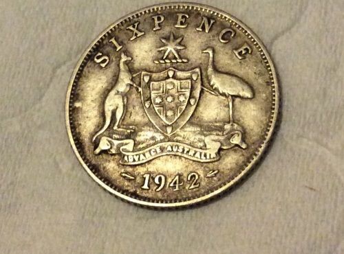 1942-Australia-Sixpence,-Blank-Reverse