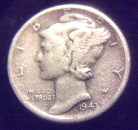 1943-S-Mercury-Dime-Die-Error/Struck-Through-Coin?
