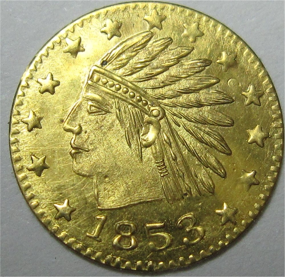 1853-Gold-Indian-California-Gold-Token