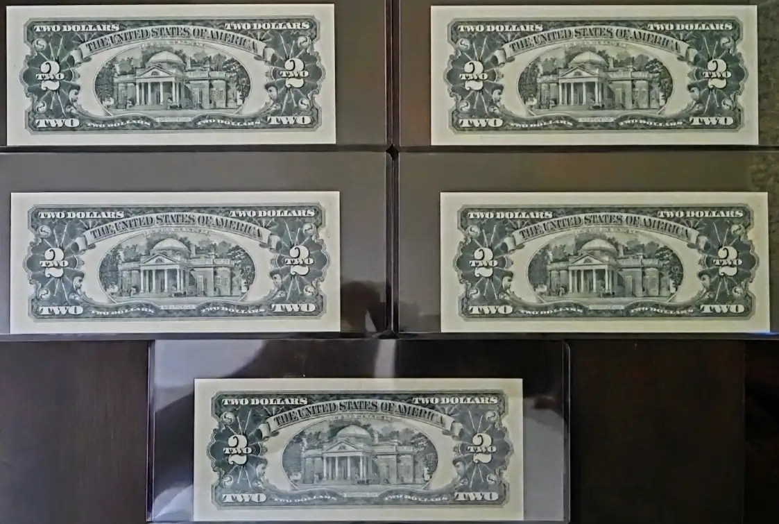 Value-Of-Five-Consecutive-1963-Two-Dollar-Bills-Red-Seals