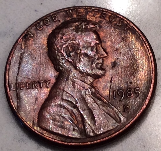 1985-D-Penny-W/-Die-Breaks?