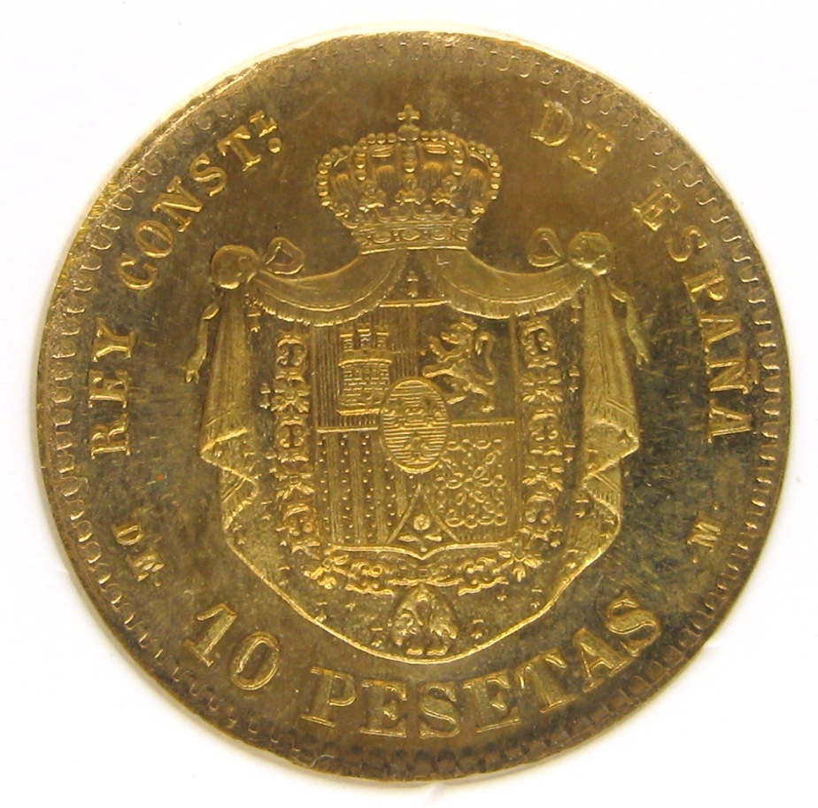 Spain-1878-61-10-Pesetas-Restrike