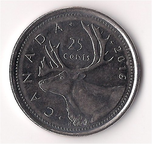 2016-Canadian-25--Cent-With-Diminished-Beads