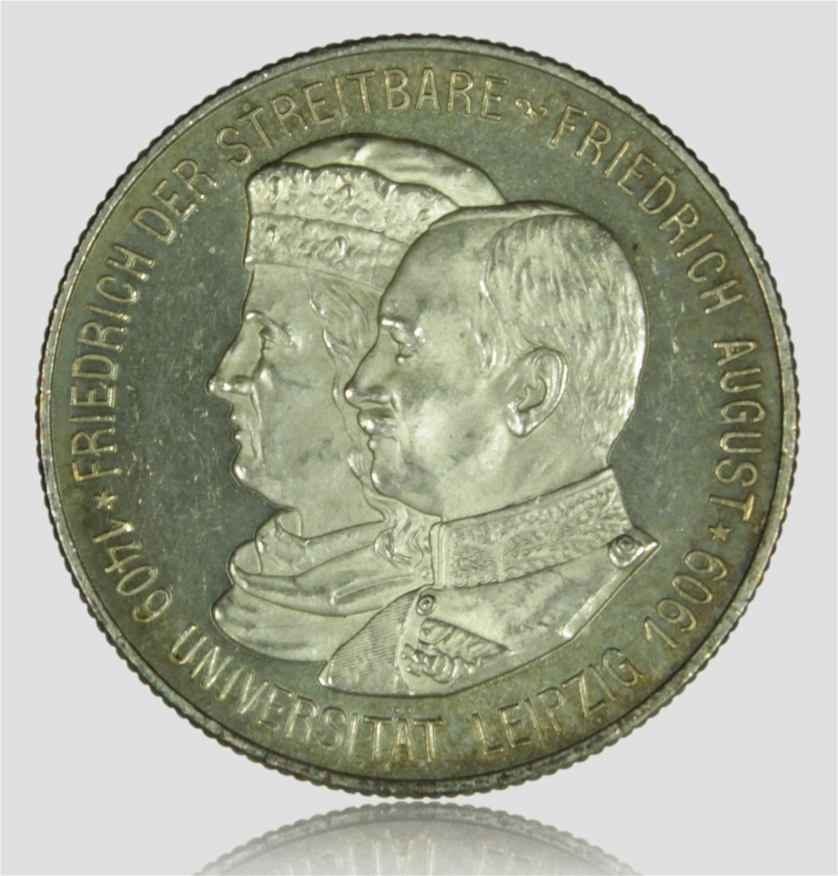 1909-Saxony-Two-Mark-Leipzig-Commem.-Proof-Or-Proof-Like