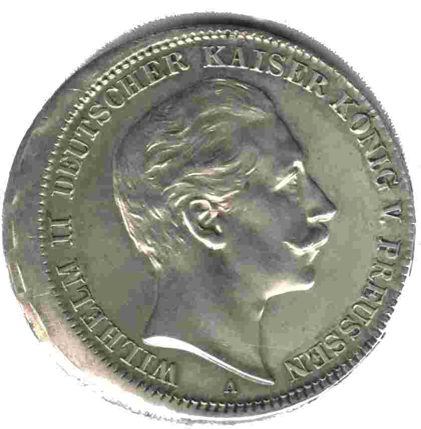 Prussia-1909-Drei-Mark---Off-Center