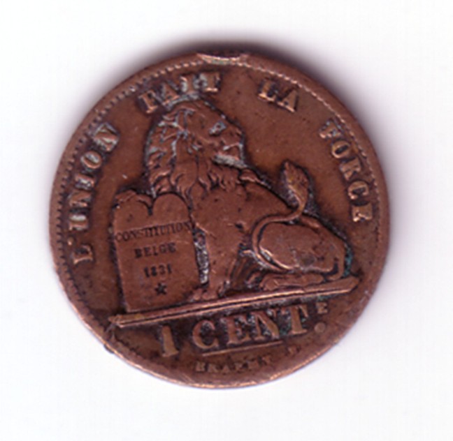 1901-Belguim-Coin-1-Cent,-With-Pic