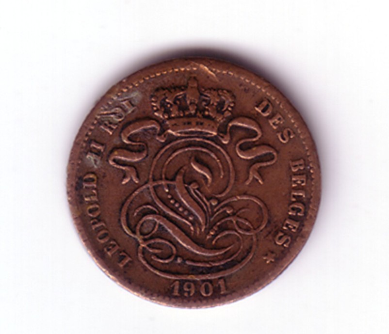1901-Belguim-Coin-1-Cent,-With-Pic