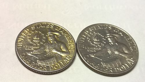 Bicentennial-Newbie--Goldish-Colored-Back-Of-Quarter