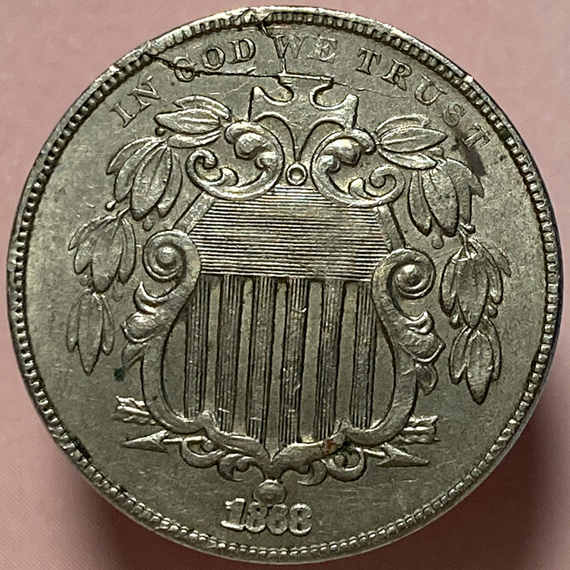 1868-Shield-Nickel-With-Big-Die-Break
