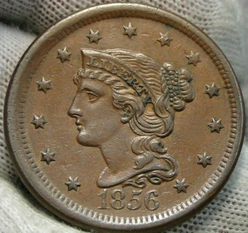1856-Slant-5-Braided-Hair-Cent-For-Eval-And-Comments