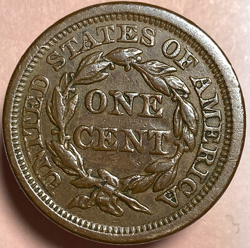 1857-Coronet-Cent-For-Evaluation-And-Grade