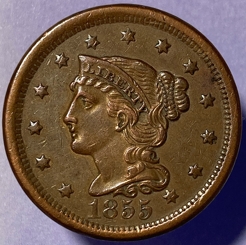 1855-Braided-Hair-Large-Cent---Grading-And-Comments