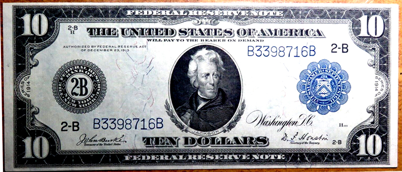 1914-Federal-Reserve-$10-Note-For-Evaluation-And-Comments