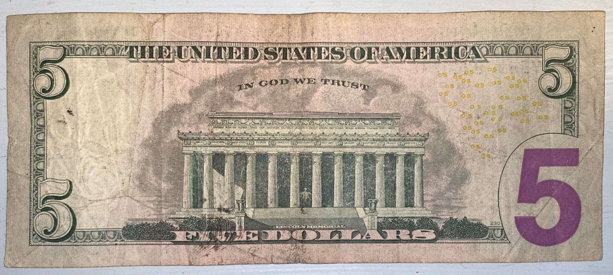 2013-$5-Federal-Reserve-Note---Sent-In-The-Mail-By-Nielsen-Ratings-Media-Study
