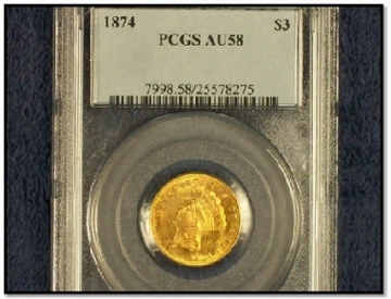 1874-$3-Gold-Indian-Princess-PCGS-AU-58