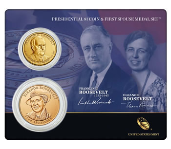 Click to See if There's a Larger Image! Roosevelt-$1-Coin-&-First-Spouse-Medal-Set-Available-10/21