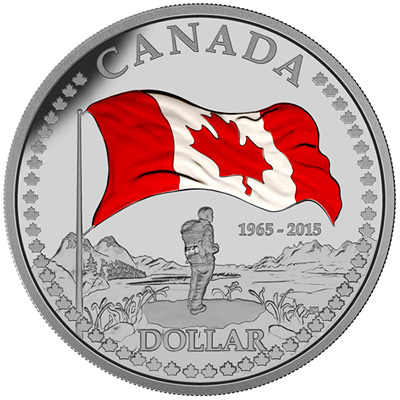 Click to See if There's a Larger Image! Royal-Canadian-Mint-Celebrates-50th-Anniversary-Of-The-Canadian-Flag-With-Gold/Silver-Coins
