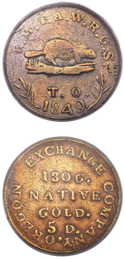 Click to See if There's a Larger Image! Seldom-Seen-Selections:-Rare-1849-Oregon-Half-Eagle