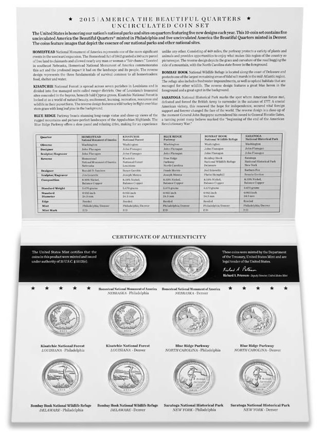 US-Mint-To-Release-2015-America-The-Beautiful-Quarters-Uncirculated-Set-April-22