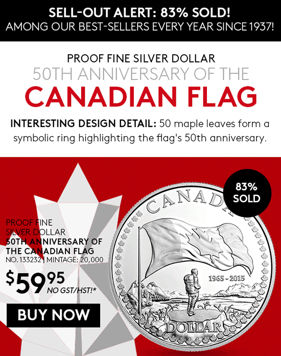 RCM-Sellout-Alert:-2015-Proof-50th-Anniversary-Of-The-Canadian-Flag-83%-Sold