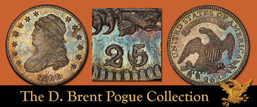 Error-Highlight:-1822-Capped-Bust-Quarter-Overpunched-25�-Over-50�