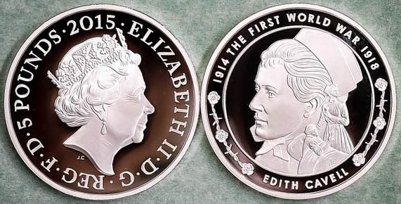 Royal-Mint-UK-Honors-WWI-Nurse-Edith-Cavell-On-£5-Coin