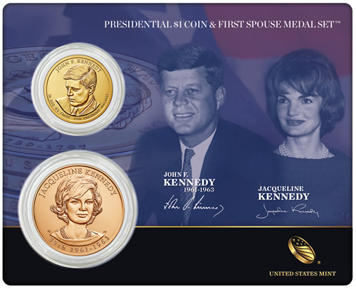 US-Mint-Presidential-$1-Coin-&-First-Spouse-Medal-Set-/-Kennedy-Availailable-July-9