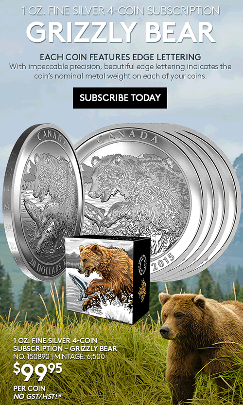 Royal-Canadian-Mint-New-Releases:-Grizzly-Bear-4-Coin-Subscription