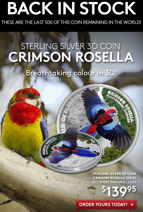 Royal-Canadian-Mint-Back-In-Stock:-Sterling-Silver-3d-Coin---Crimson-Rosella