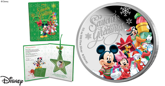 Two-New-Disney-Coins-Picture-Famous-Cartoon-Characters-In-Seasonal-Celebrations