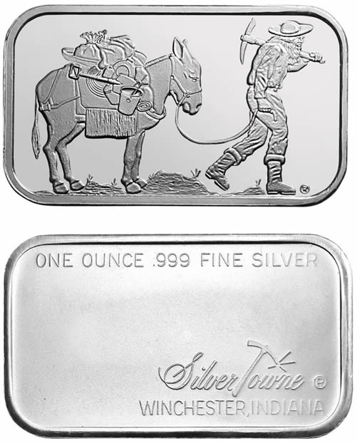 1-Oz-Silvertowne-Retro-Prospector-Silver-Bars-Just-95�-Over-Spot-Any-Quantity!