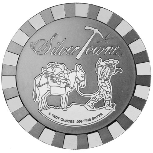 5-Oz-Silvertowne-Prospector-Stackable-Silver-Rounds-Just-99�/Oz-Over-Spot!